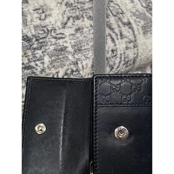 Gucci Guccissima Trifold Leather Key Case in Black - Picture 7 of 7